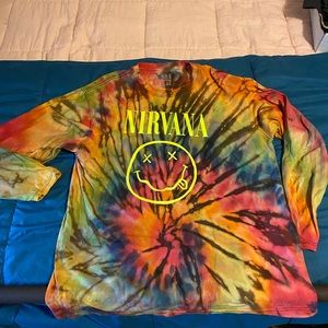 ⭐️2/$10 Long sleeve NIRVANA tie dye shirt medium